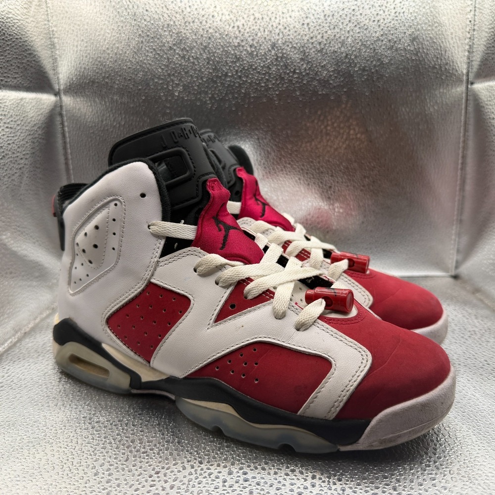 Size 6Y Air Jordan 6 Retro Mid White Carmine Kids Basketball Shoes 384665-106
